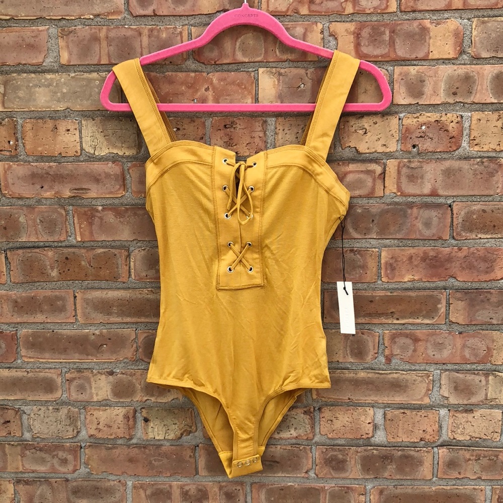 Capulet Caro Lace-up Goldenrod Bodysuit SIZE S